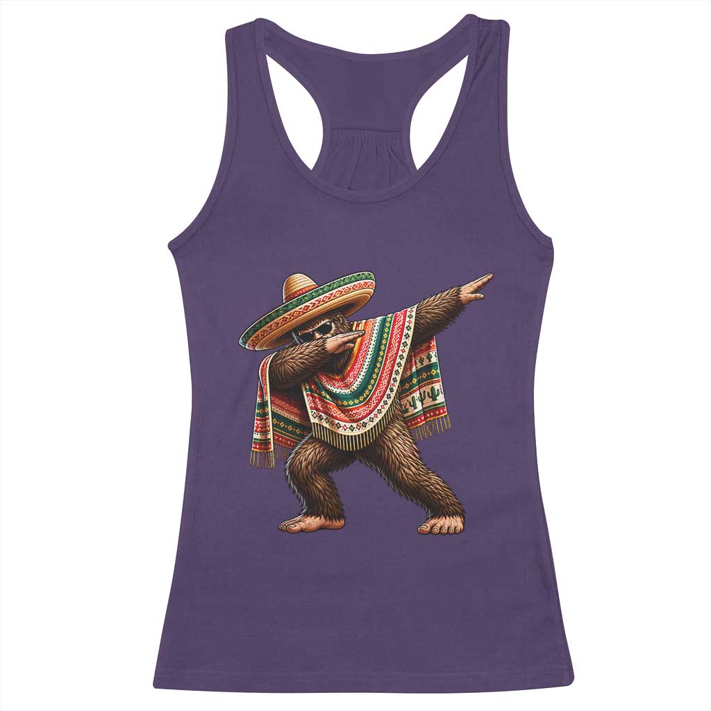 Funny Bigfoot Dabbing Cinco De Mayo Fiesta Racerback Tank Top