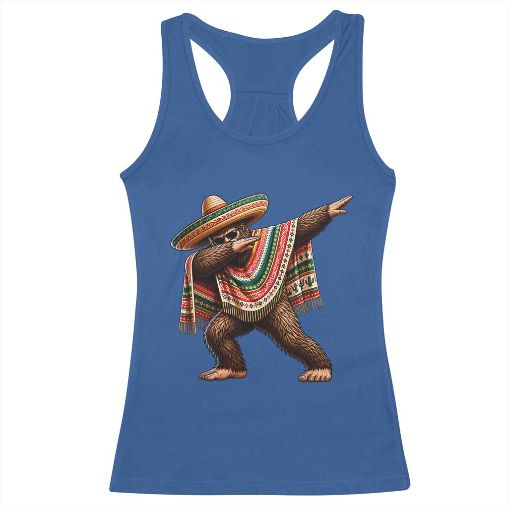 Funny Bigfoot Dabbing Cinco De Mayo Fiesta Racerback Tank Top