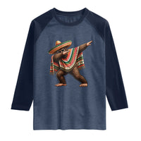 Funny Bigfoot Dabbing Cinco De Mayo Fiesta Raglan Shirt