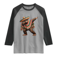 Funny Bigfoot Dabbing Cinco De Mayo Fiesta Raglan Shirt