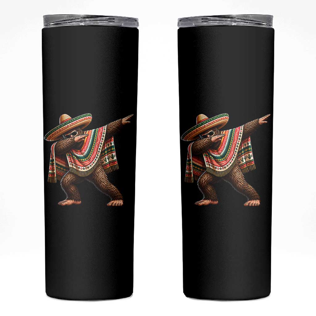 Funny Bigfoot Dabbing Cinco De Mayo Fiesta Skinny Tumbler