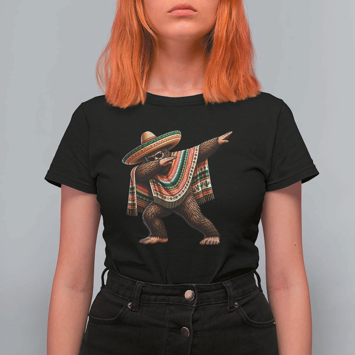 Funny Bigfoot Dabbing Cinco De Mayo Fiesta T Shirt For Women
