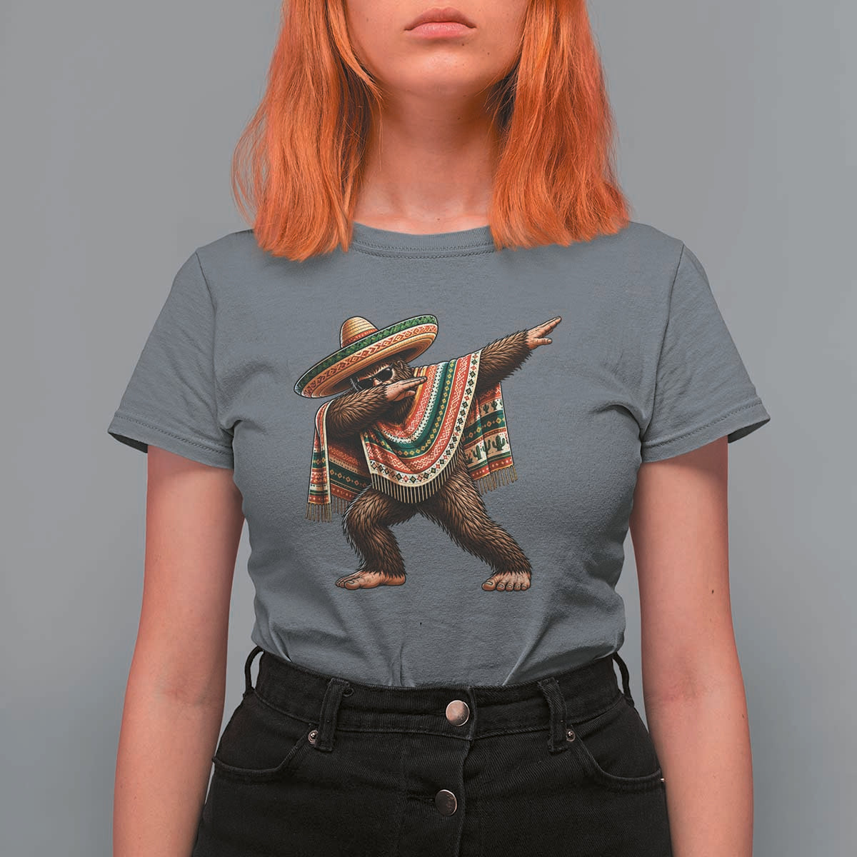 Funny Bigfoot Dabbing Cinco De Mayo Fiesta T Shirt For Women