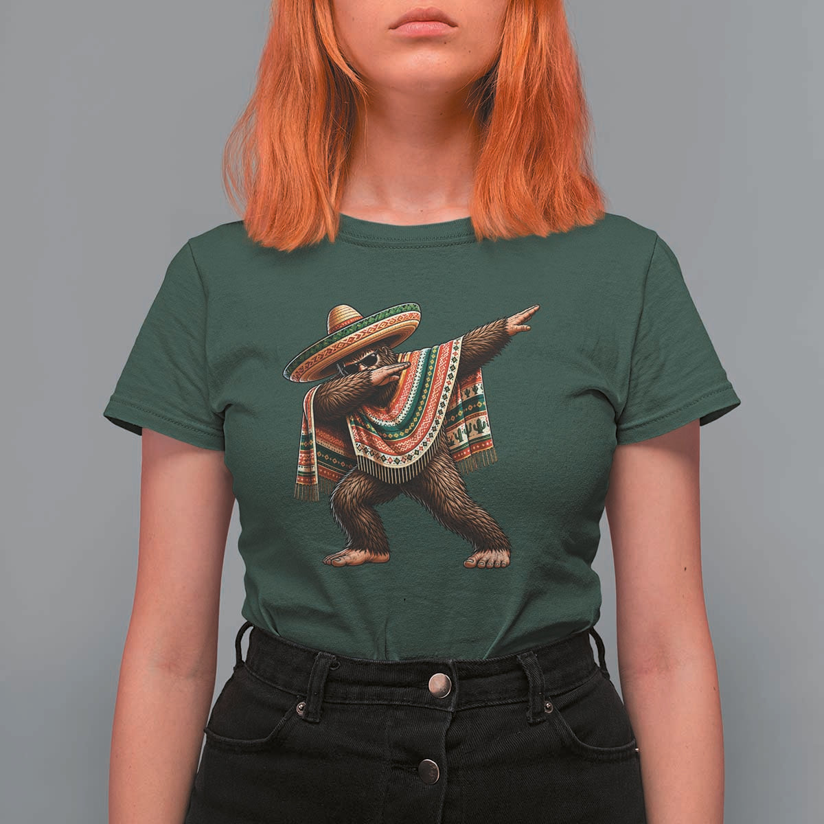 Funny Bigfoot Dabbing Cinco De Mayo Fiesta T Shirt For Women