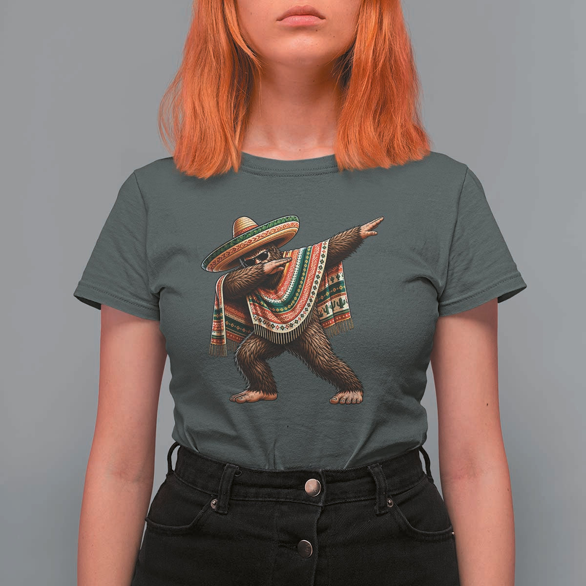 Funny Bigfoot Dabbing Cinco De Mayo Fiesta T Shirt For Women