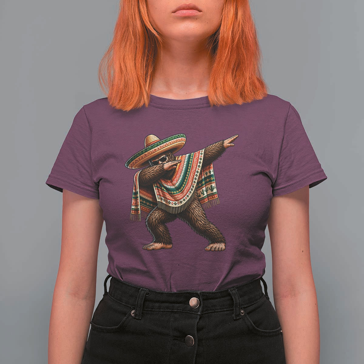 Funny Bigfoot Dabbing Cinco De Mayo Fiesta T Shirt For Women