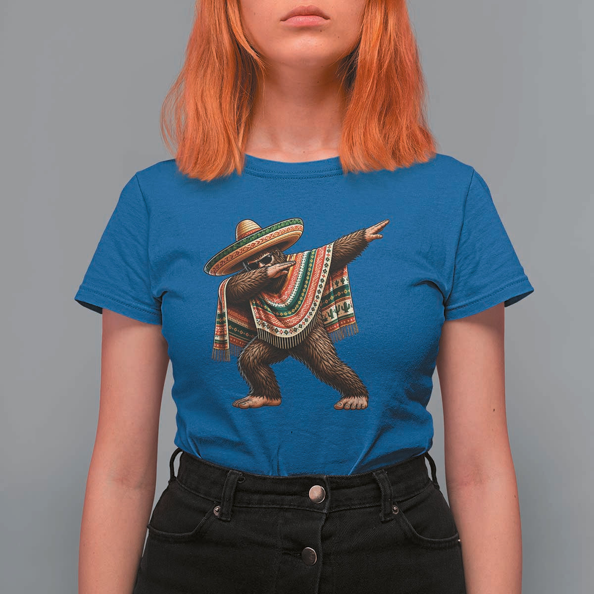Funny Bigfoot Dabbing Cinco De Mayo Fiesta T Shirt For Women