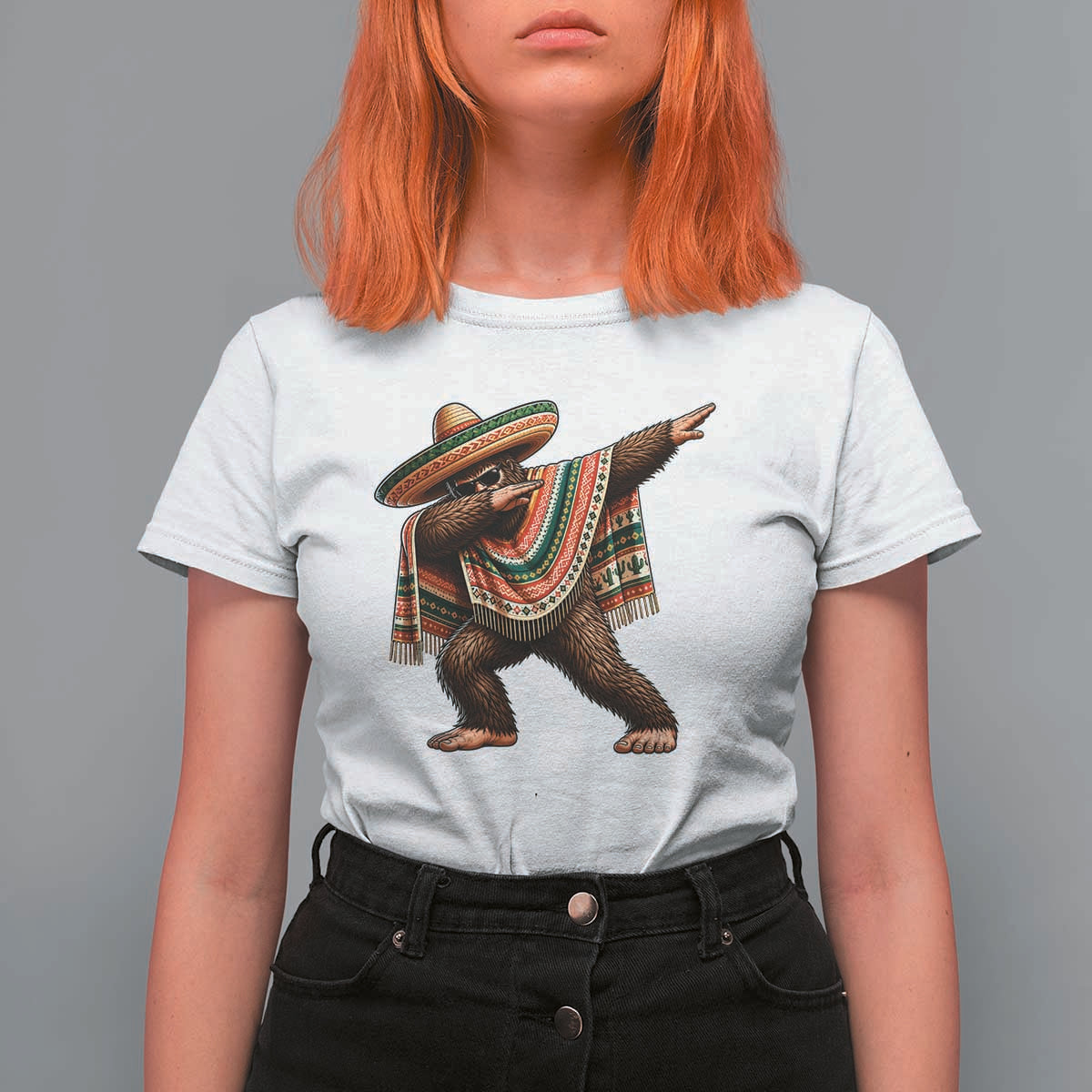 Funny Bigfoot Dabbing Cinco De Mayo Fiesta T Shirt For Women