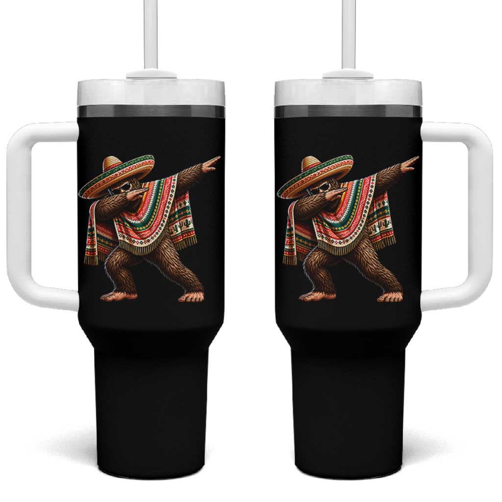 Funny Bigfoot Dabbing Cinco De Mayo Fiesta Tumbler With Handle