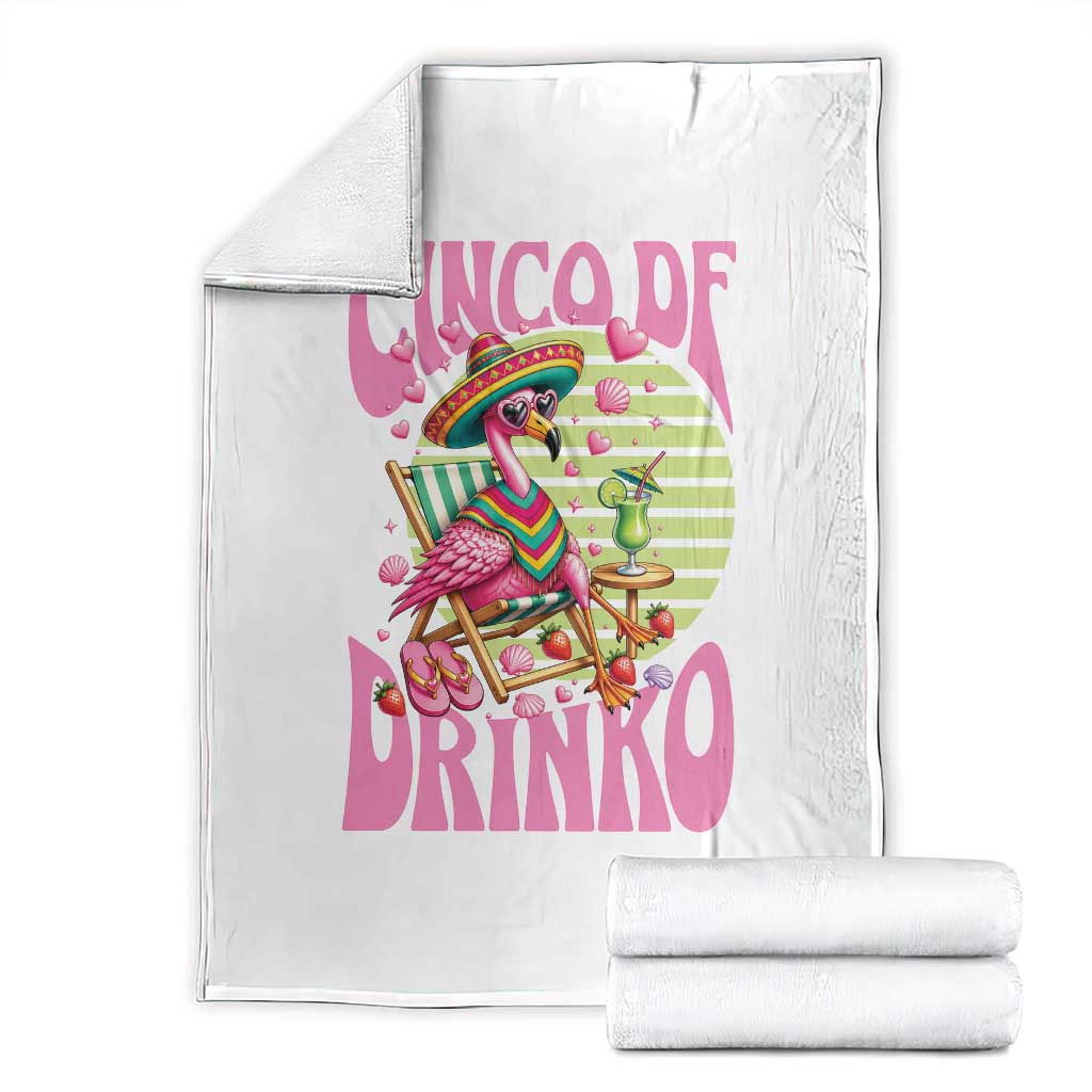 Cinco De Drinko Margarita Throw Blanket Funny Flamingo Fiesta