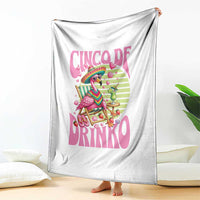 Cinco De Drinko Margarita Throw Blanket Funny Flamingo Fiesta