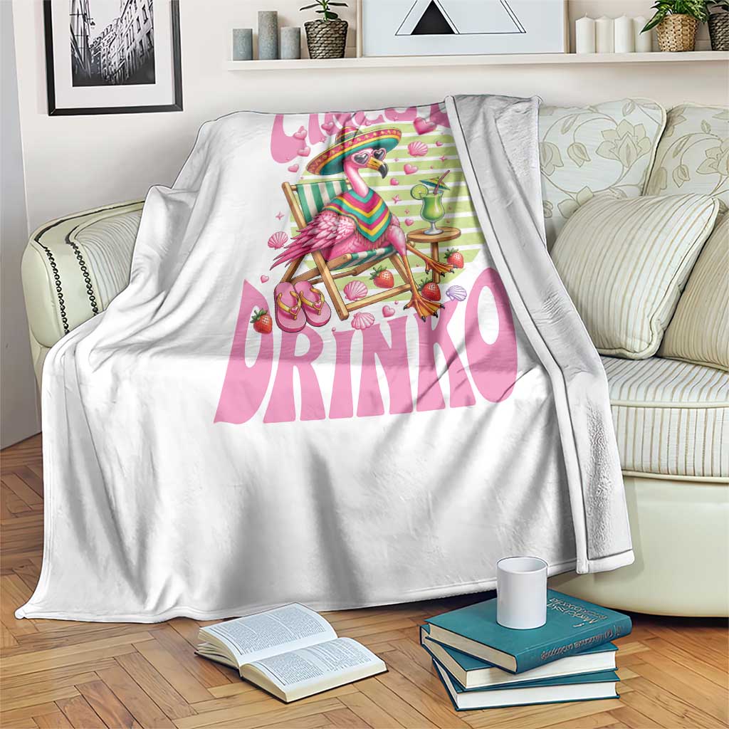 Cinco De Drinko Margarita Throw Blanket Funny Flamingo Fiesta