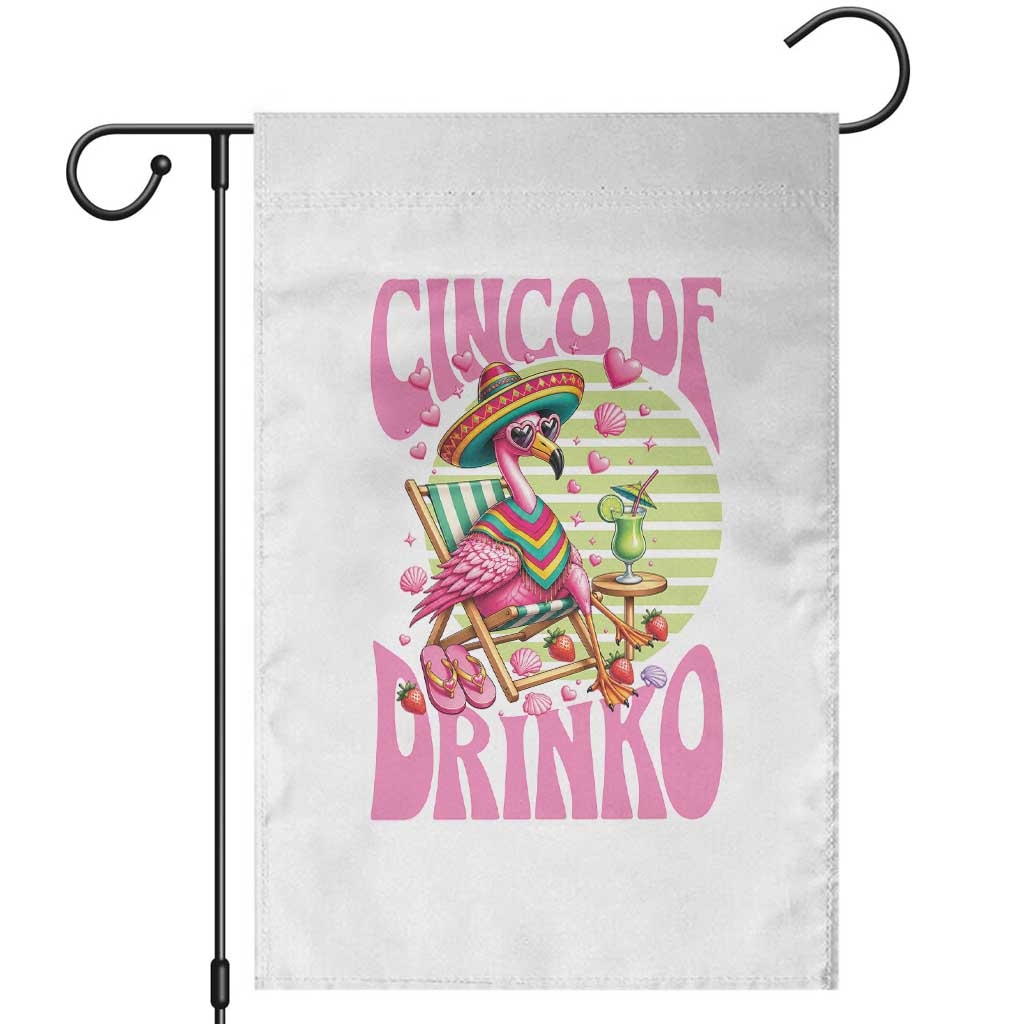 Cinco De Drinko Margarita Garden Flag Funny Flamingo Fiesta
