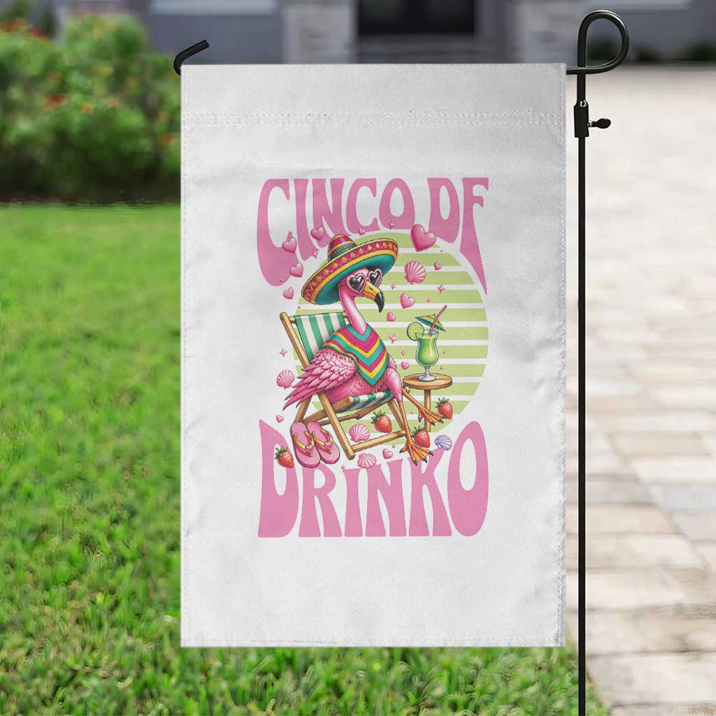 Cinco De Drinko Margarita Garden Flag Funny Flamingo Fiesta