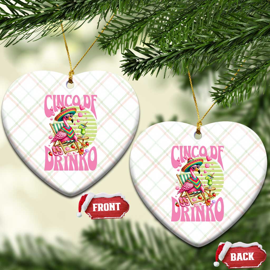 Cinco De Drinko Margarita Ceramic Ornament Funny Flamingo Fiesta