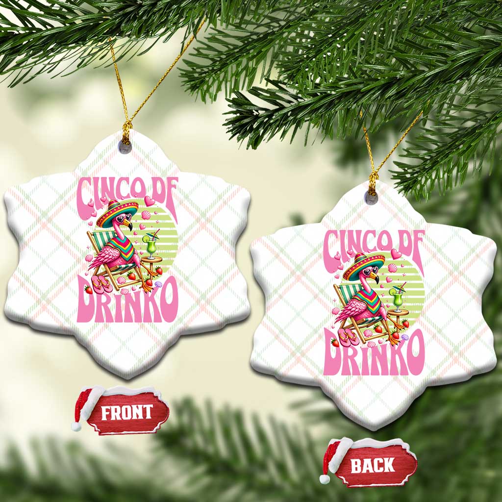 Cinco De Drinko Margarita Ceramic Ornament Funny Flamingo Fiesta
