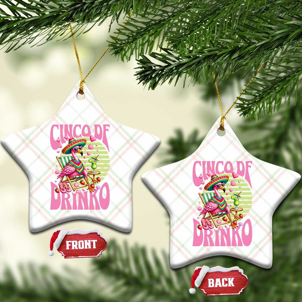 Cinco De Drinko Margarita Ceramic Ornament Funny Flamingo Fiesta