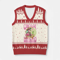 Cinco De Drinko Margarita V-Neck Knit Sweater Vest Funny Flamingo Fiesta