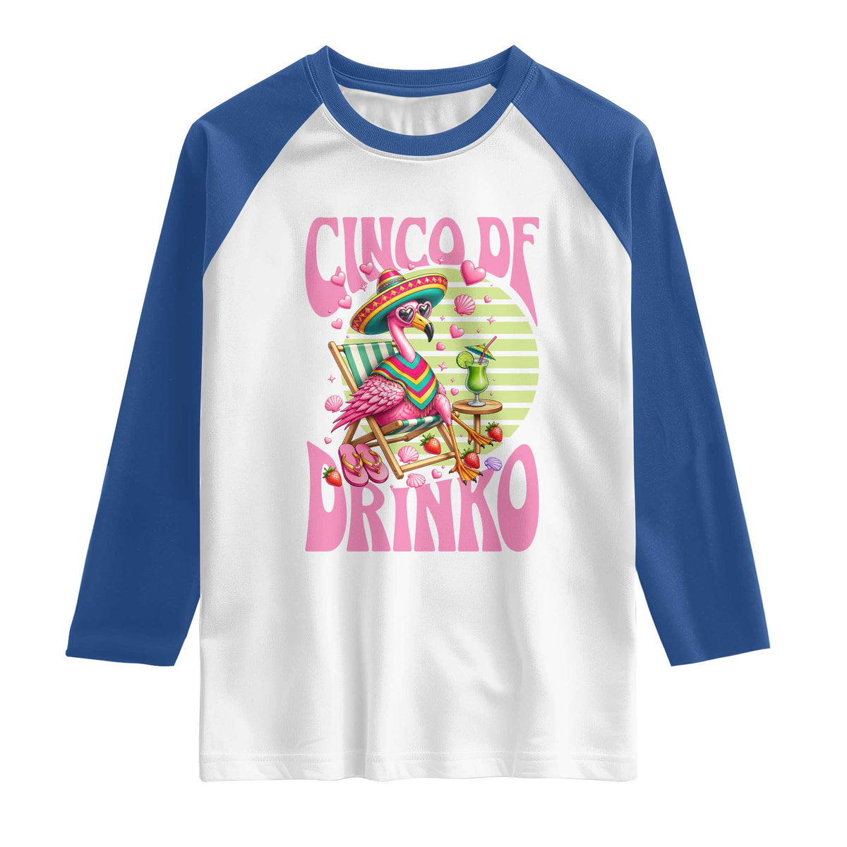 Cinco De Drinko Margarita Raglan Shirt Funny Flamingo Fiesta