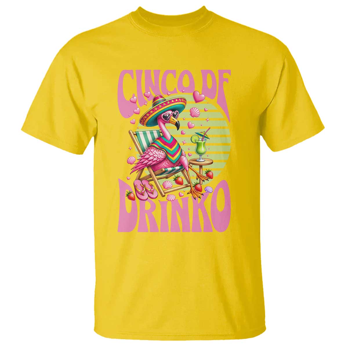 Cinco De Drinko Margarita T Shirt Funny Flamingo Fiesta