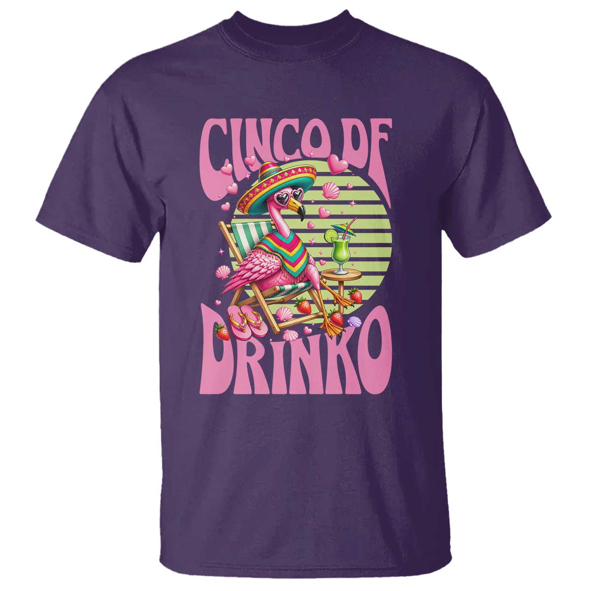 Cinco De Drinko Margarita T Shirt Funny Flamingo Fiesta