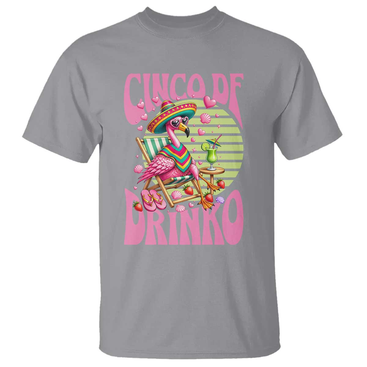 Cinco De Drinko Margarita T Shirt Funny Flamingo Fiesta
