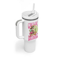 Cinco De Drinko Margarita Tumbler With Handle Funny Flamingo Fiesta