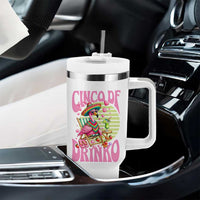 Cinco De Drinko Margarita Tumbler With Handle Funny Flamingo Fiesta
