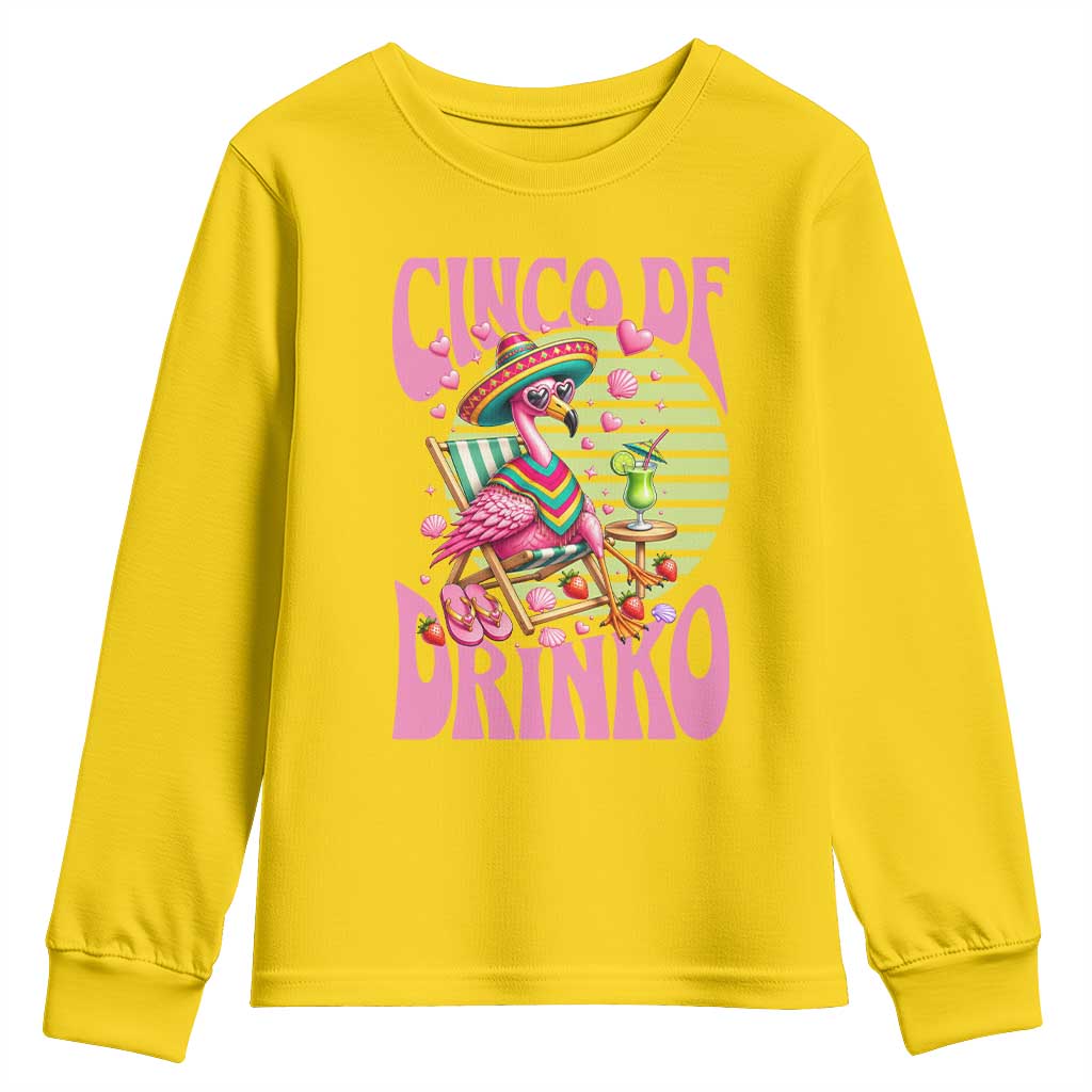 Cinco De Drinko Margarita Youth Sweatshirt Funny Flamingo Fiesta