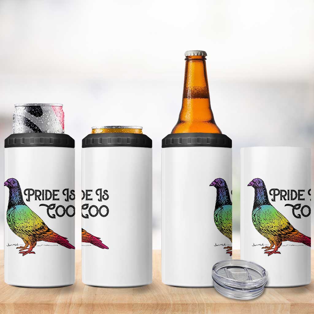 Pride Is Coo Pigeon 4 in 1 Can Cooler Tumbler Funny LGBTQ Pride Month