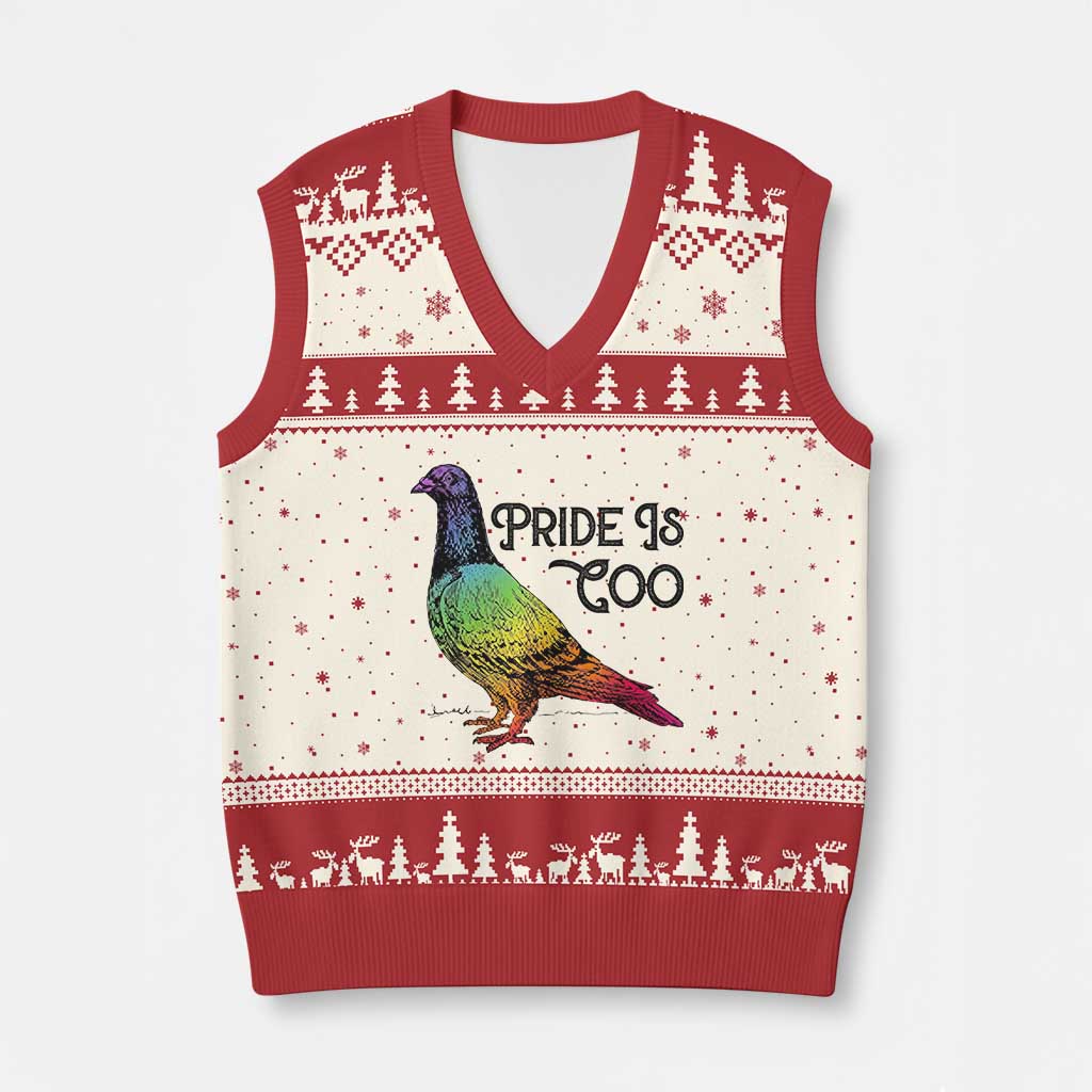 Pride Is Coo Pigeon V-Neck Knit Sweater Vest Funny LGBTQ Pride Month