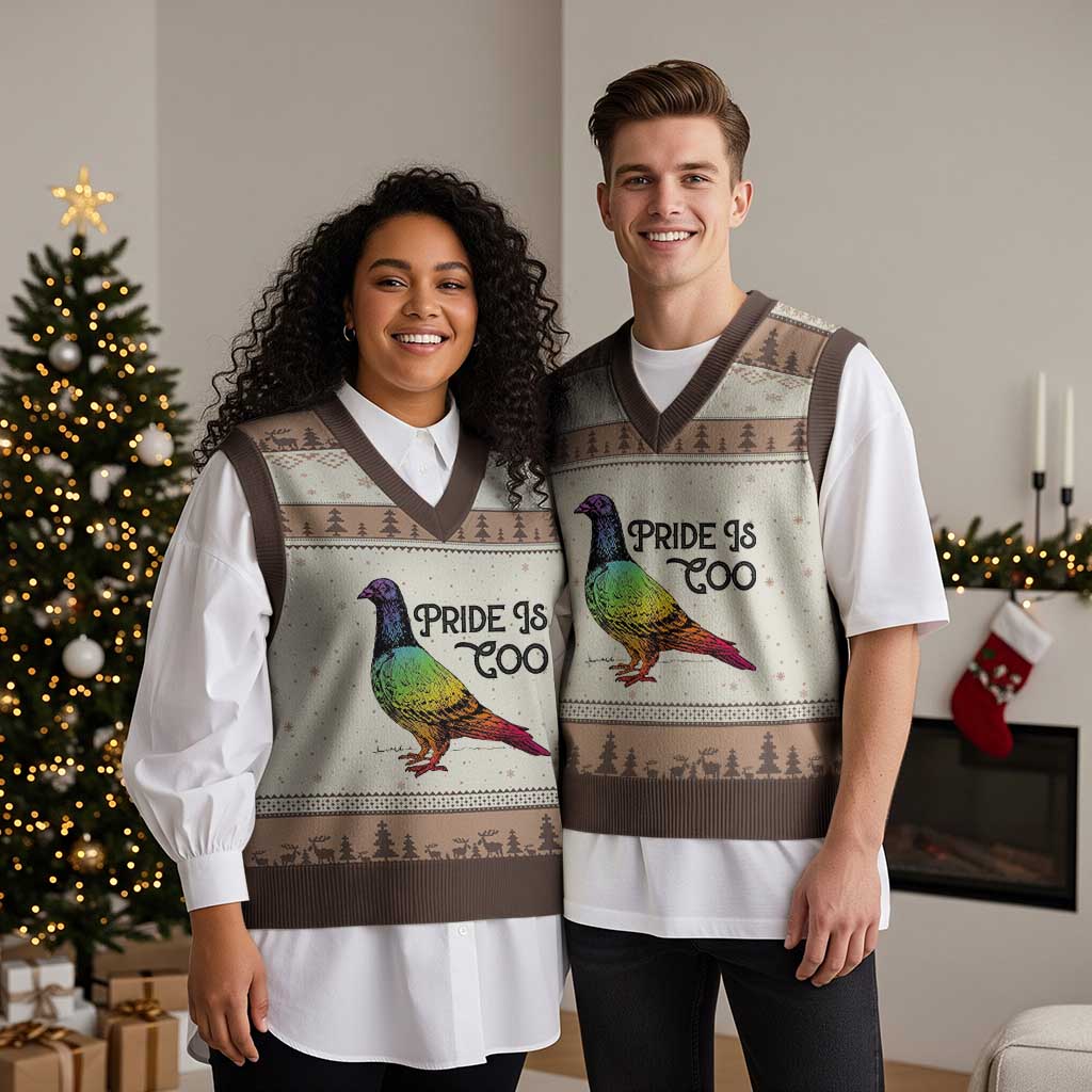 Pride Is Coo Pigeon V-Neck Knit Sweater Vest Funny LGBTQ Pride Month