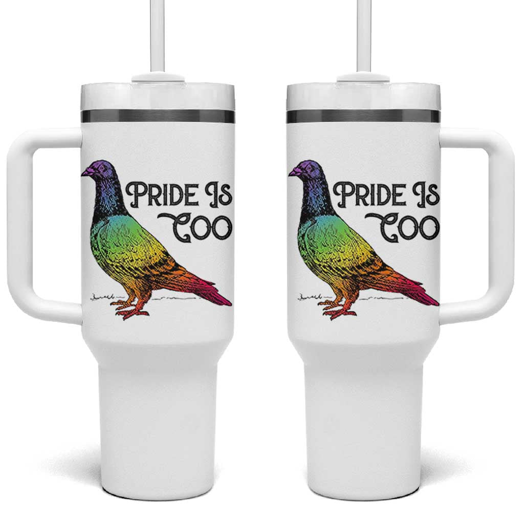 Pride Is Coo Pigeon Tumbler With Handle Funny LGBTQ Pride Month