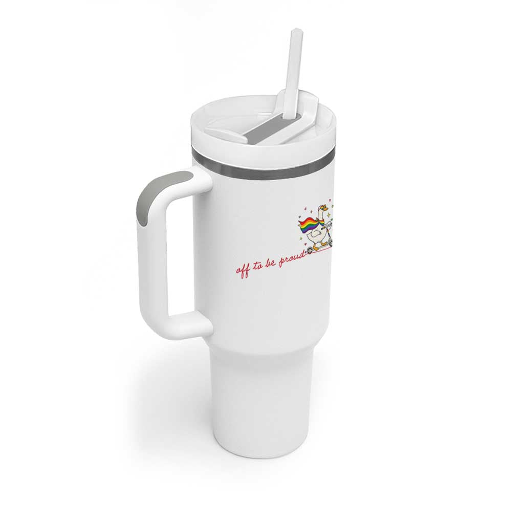 Silly Goose LGBTQ Pride Tumbler With Handle Off To Be Proud