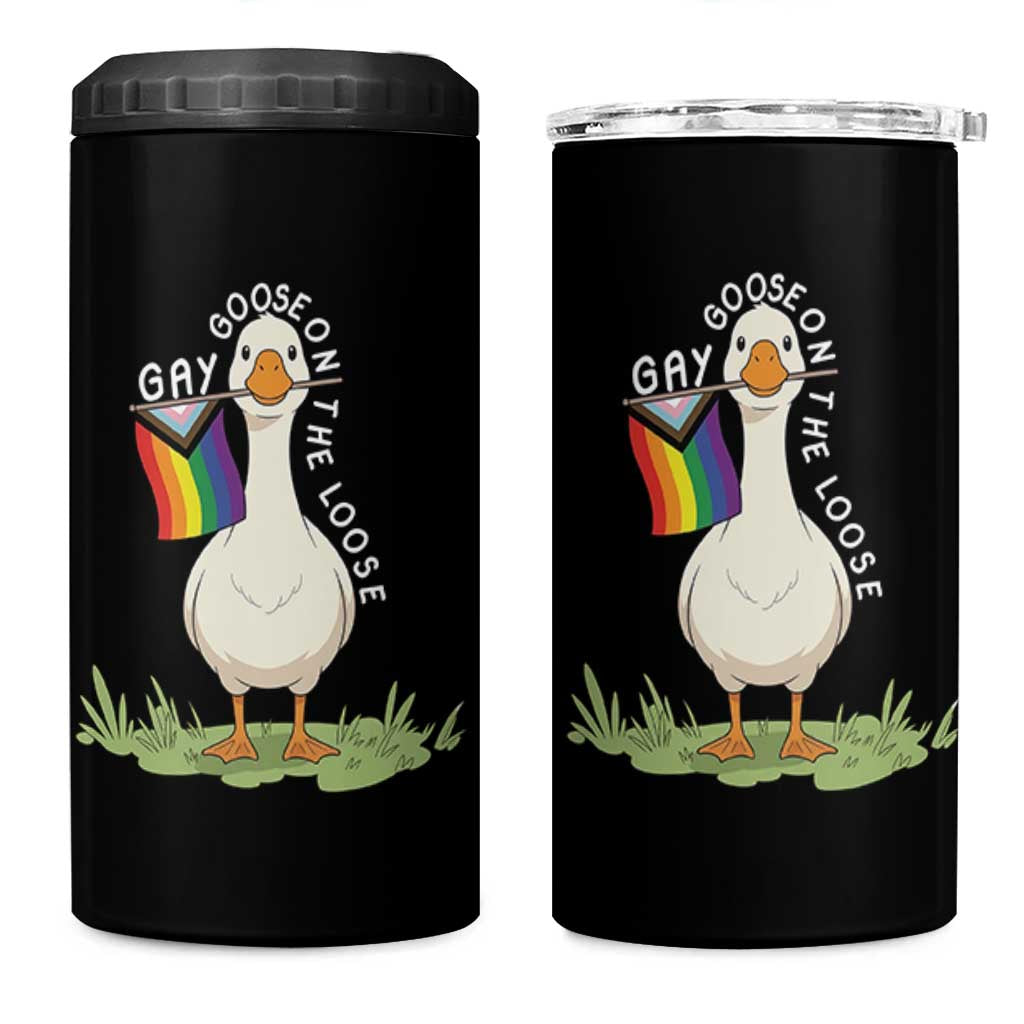Silly Goose LGBTQ Rainbow 4 in 1 Can Cooler Tumbler Funny Gay Pride Month
