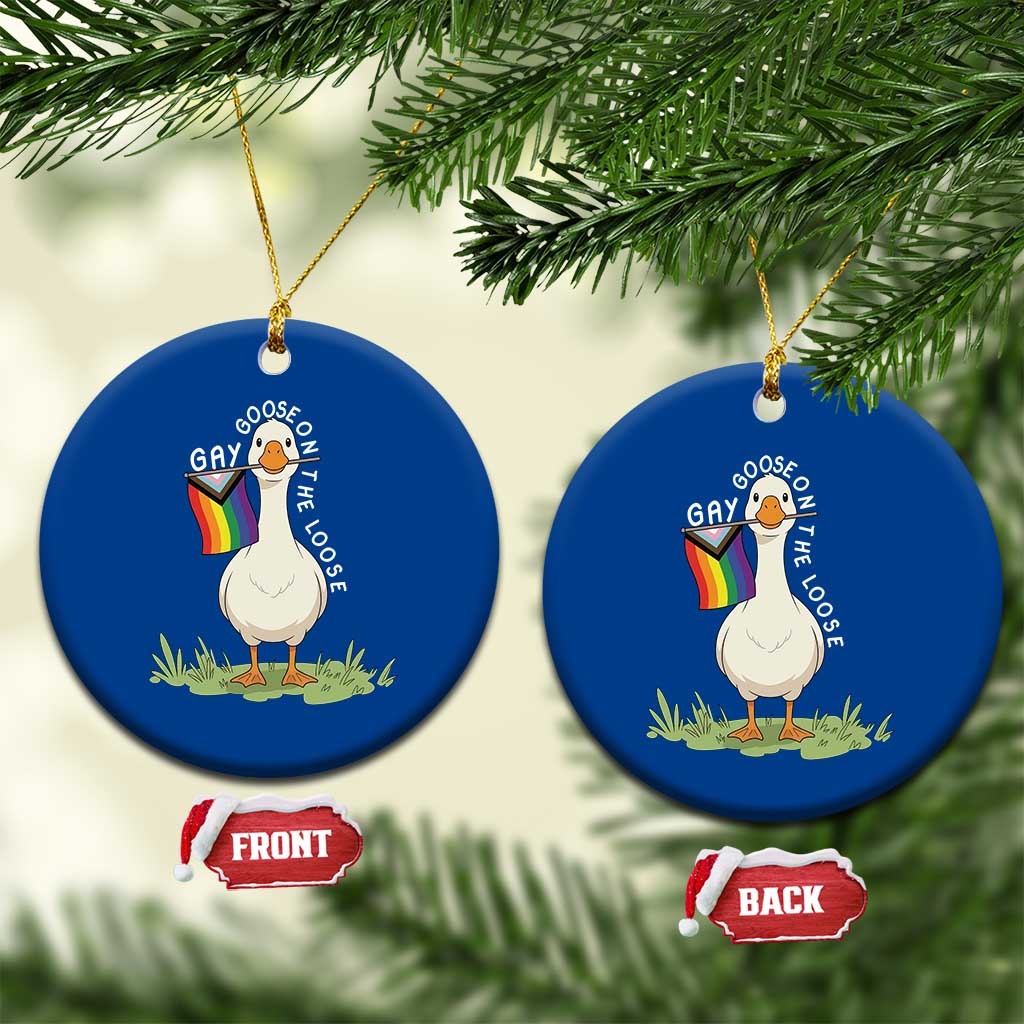 Silly Goose LGBTQ Rainbow Ceramic Ornament Funny Gay Pride Month