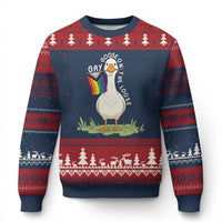 Silly Goose LGBTQ Rainbow Ugly Christmas Sweater Funny Gay Pride Month