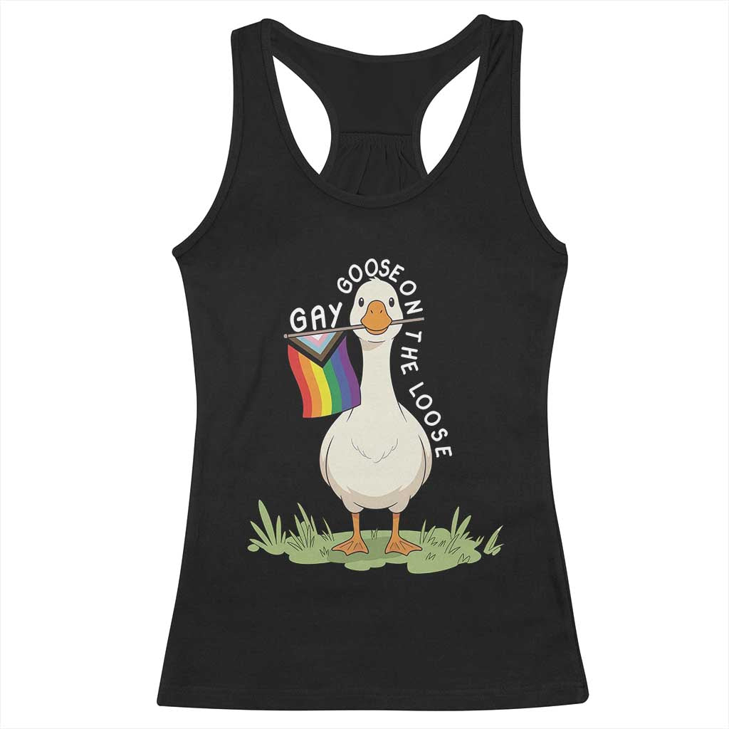 Silly Goose LGBTQ Rainbow Racerback Tank Top Funny Gay Pride Month