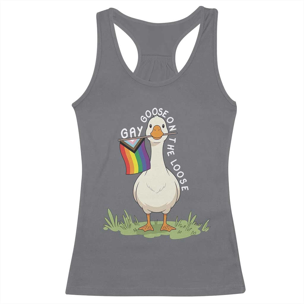 Silly Goose LGBTQ Rainbow Racerback Tank Top Funny Gay Pride Month