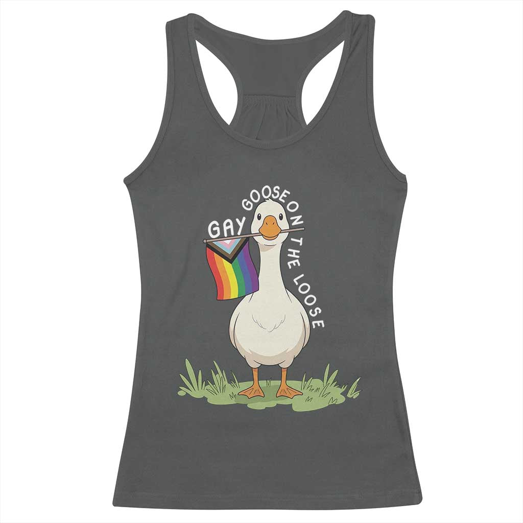 Silly Goose LGBTQ Rainbow Racerback Tank Top Funny Gay Pride Month