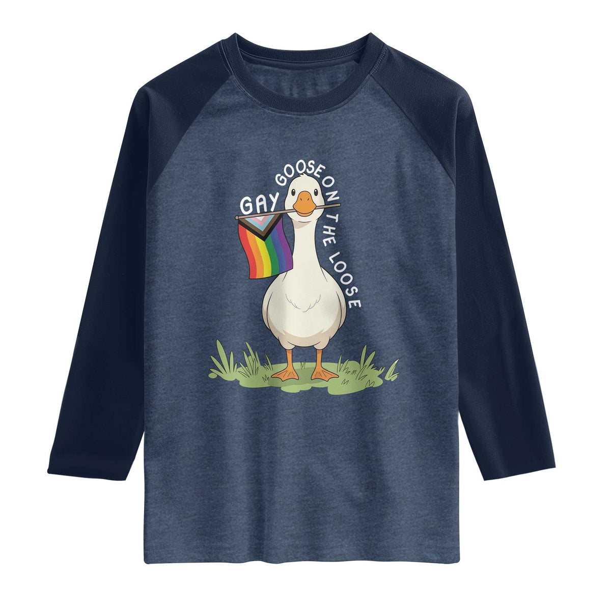 Silly Goose LGBTQ Rainbow Raglan Shirt Funny Gay Pride Month