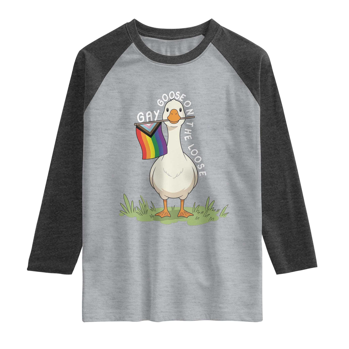 Silly Goose LGBTQ Rainbow Raglan Shirt Funny Gay Pride Month