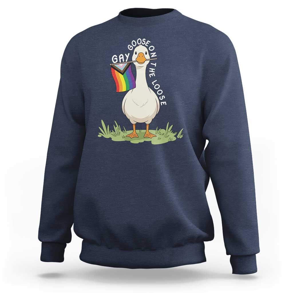 Silly Goose LGBTQ Rainbow Sweatshirt Funny Gay Pride Month