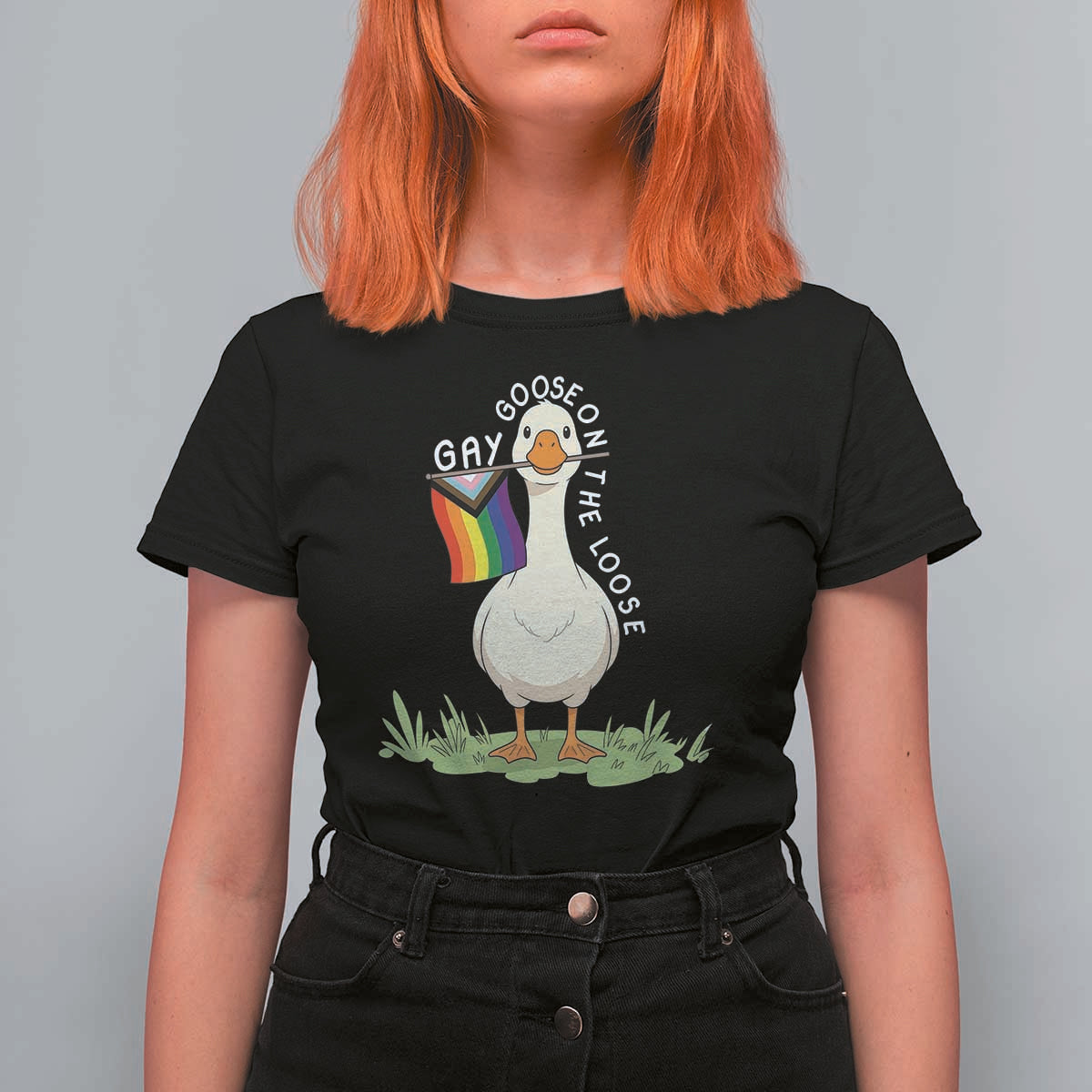 Silly Goose LGBTQ Rainbow T Shirt For Women Funny Gay Pride Month