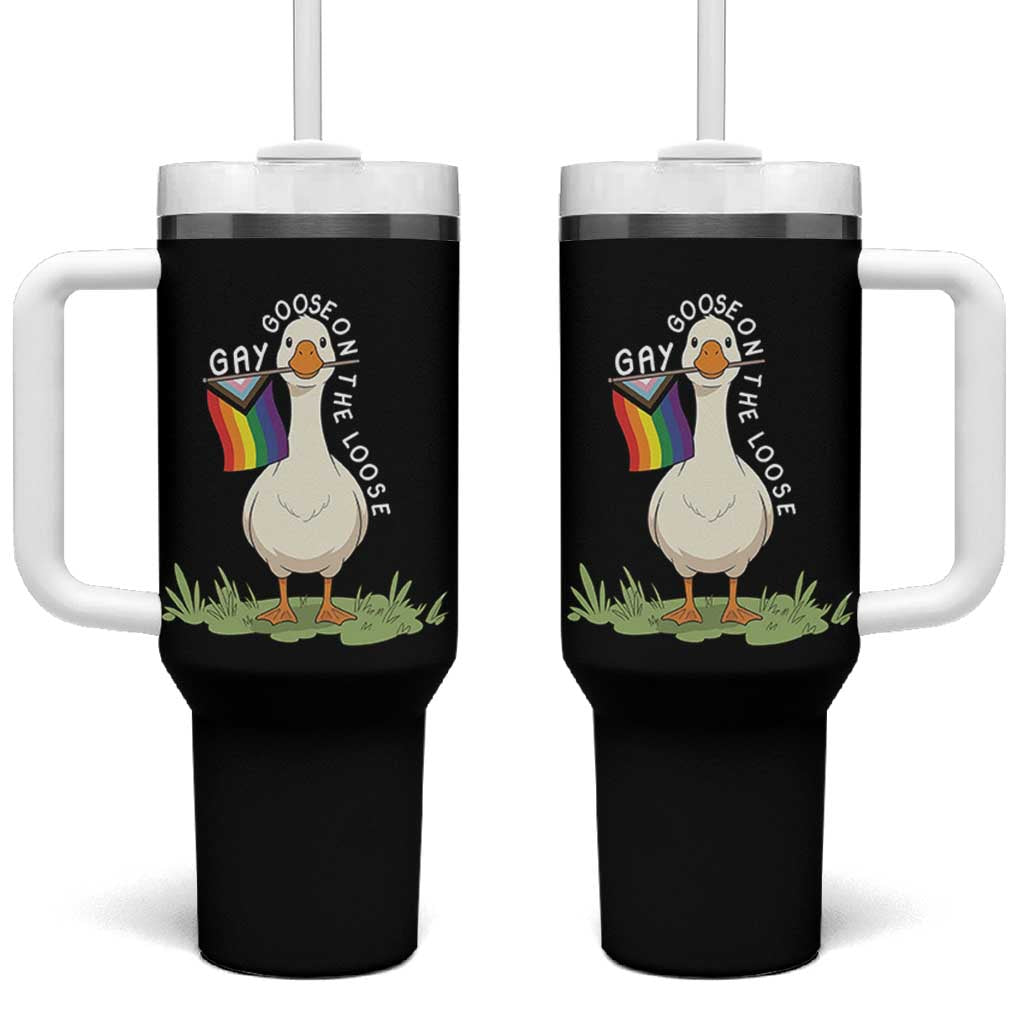 Silly Goose LGBTQ Rainbow Tumbler With Handle Funny Gay Pride Month