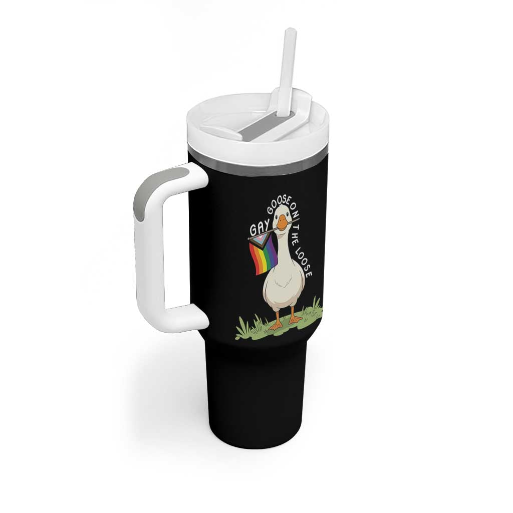 Silly Goose LGBTQ Rainbow Tumbler With Handle Funny Gay Pride Month