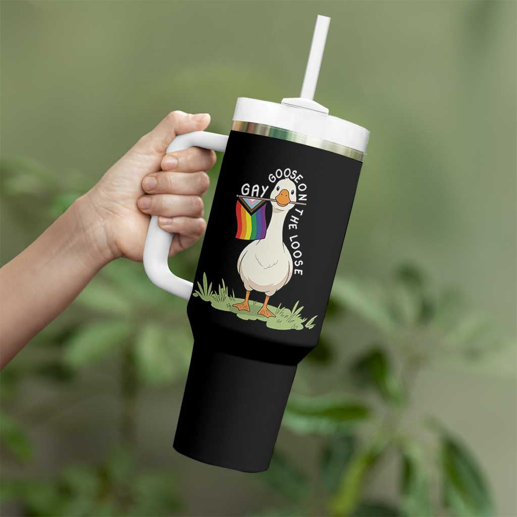 Silly Goose LGBTQ Rainbow Tumbler With Handle Funny Gay Pride Month