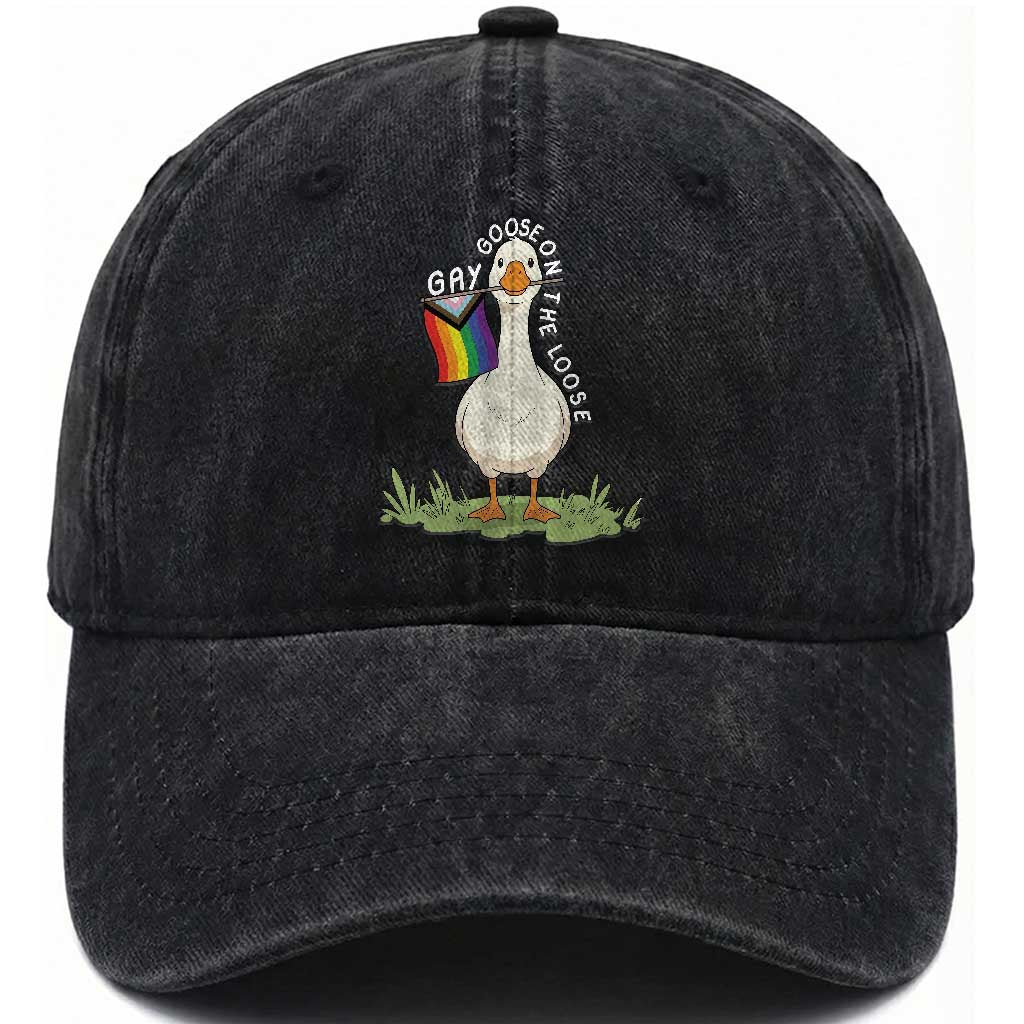 Silly Goose LGBTQ Rainbow Washed Cotton Baseball Cap Funny Gay Pride Month