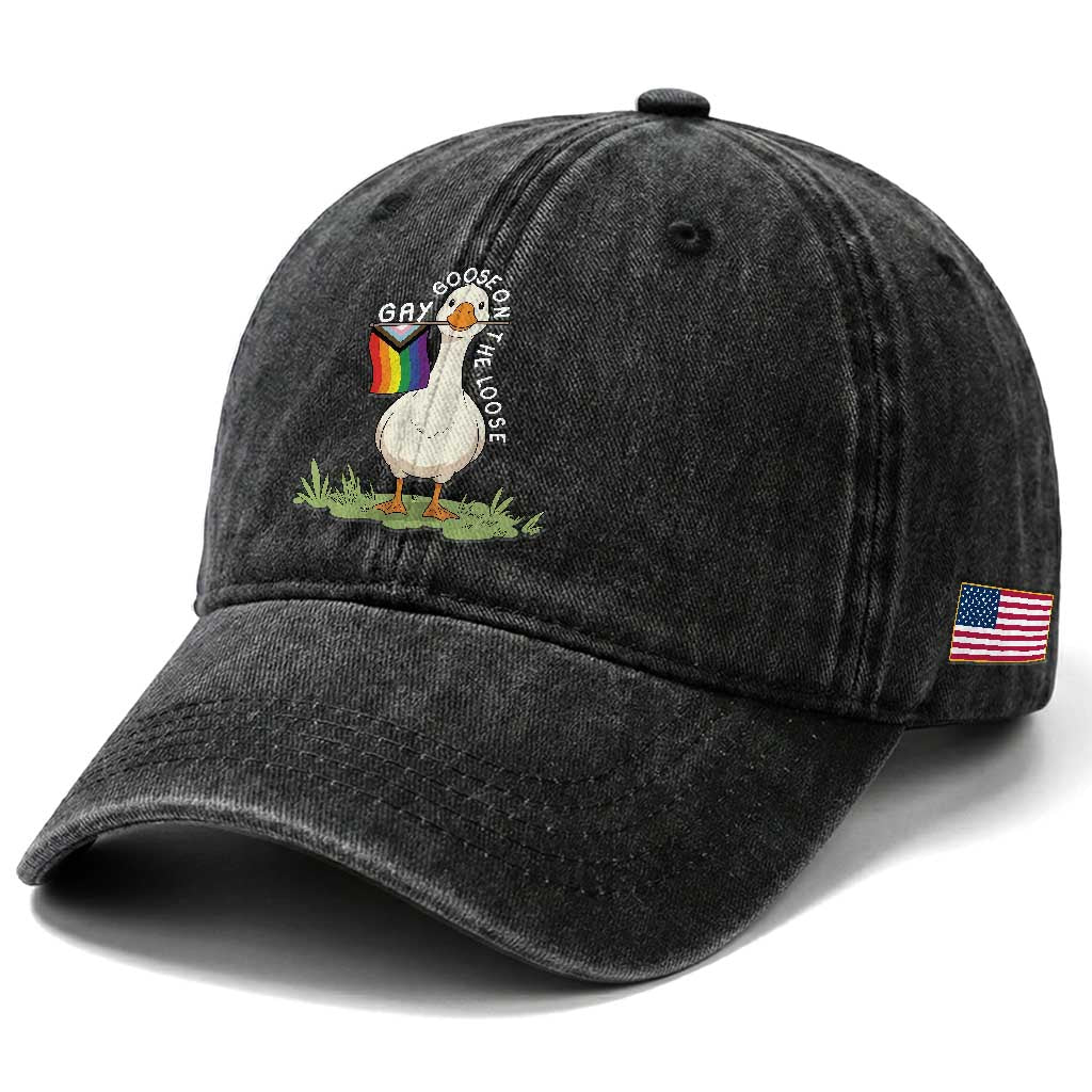 Silly Goose LGBTQ Rainbow Washed Cotton Baseball Cap Funny Gay Pride Month