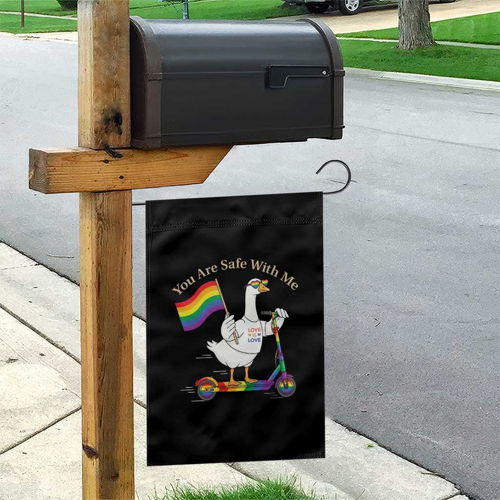 You Are Safe With Me Garden Flag LGBTQ Pride Goose Rainbow